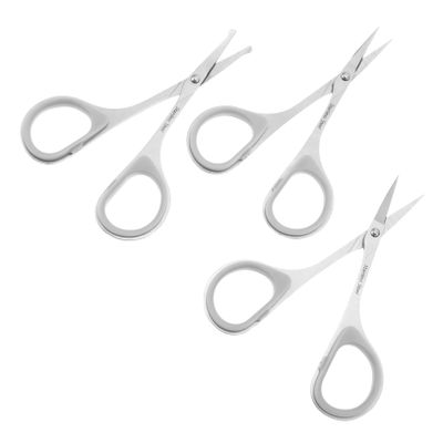 WOONEKY 3pcs Stainless Steel Grooming Scissors Set for Eyebrow Nose and Facial Hair Trimming Lightweight Precision Blades for Men and Women Convenient Travel