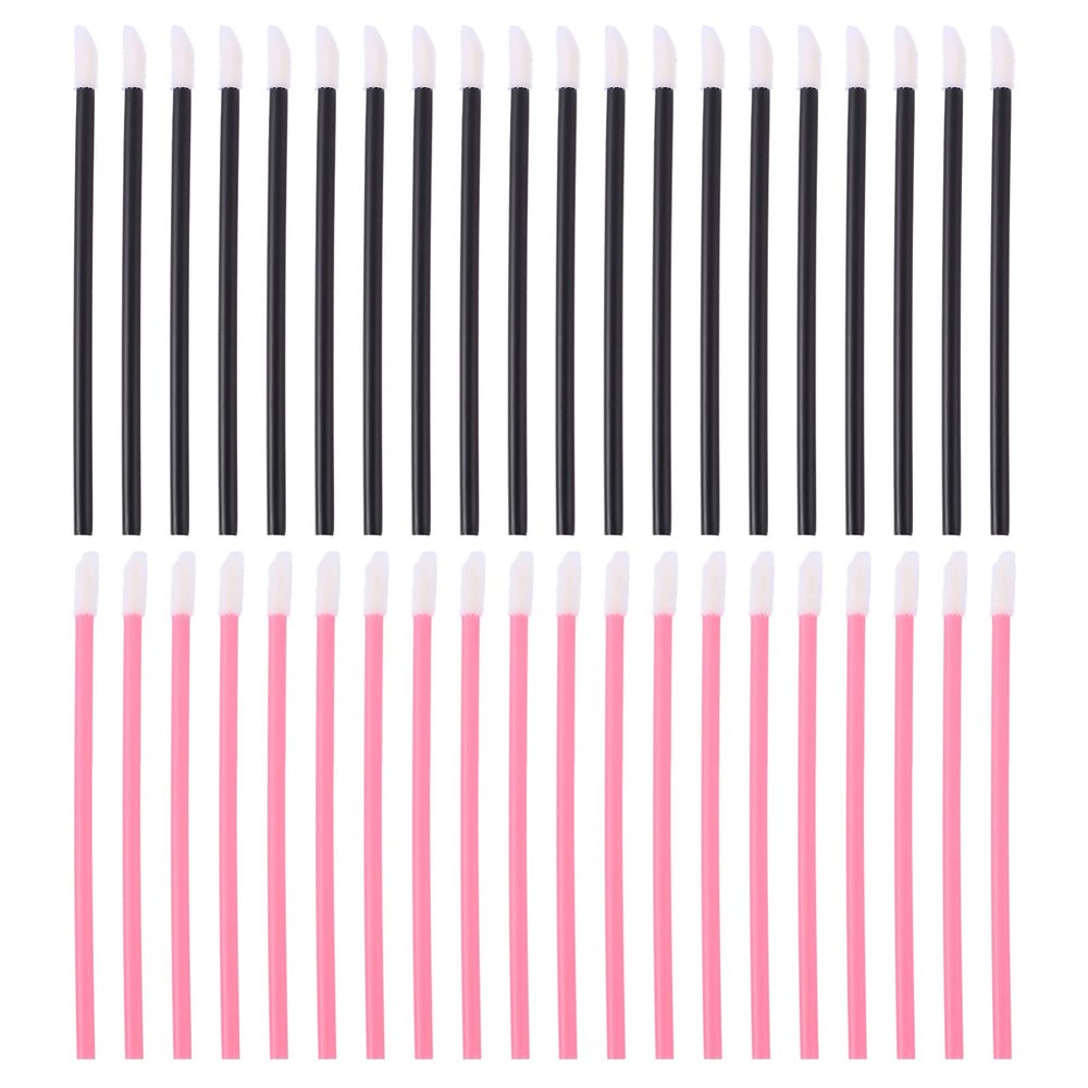 Baluue 200pcs Lip Brush Applicators for Makeup Practical Plastic Lipstick Brushes Pink Black for Professional Home Use Easy to Carry for Travel and Work