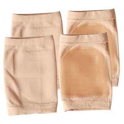 FRCOLOR 2pairs Moisturizing Heel Cushion Socks for Women Silicone Heel Protectors with Compression Support Open Toe Design and Pain Relief Skin Color