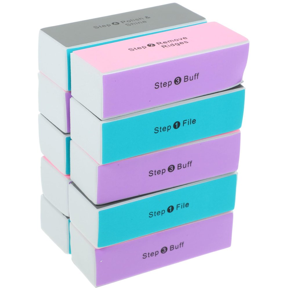 10Pcs Four-Sided Nail Buffer Polisher Strips for Fingernails