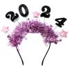 2024 Headband Happy New Year Hairband 2024 Tinsel Hair Hoop Christmas Party Costume Headwear For Photo Props Hair view 1