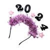 2024 Headband Happy New Year Hairband 2024 Tinsel Hair Hoop Christmas Party Costume Headwear For Photo Props Hair view 3