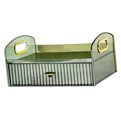 FOYTOKI Cosmetic Storage Box Drawer Makeup Organizer Desktop Organizer Lipstick Storage 4 Sections Silver