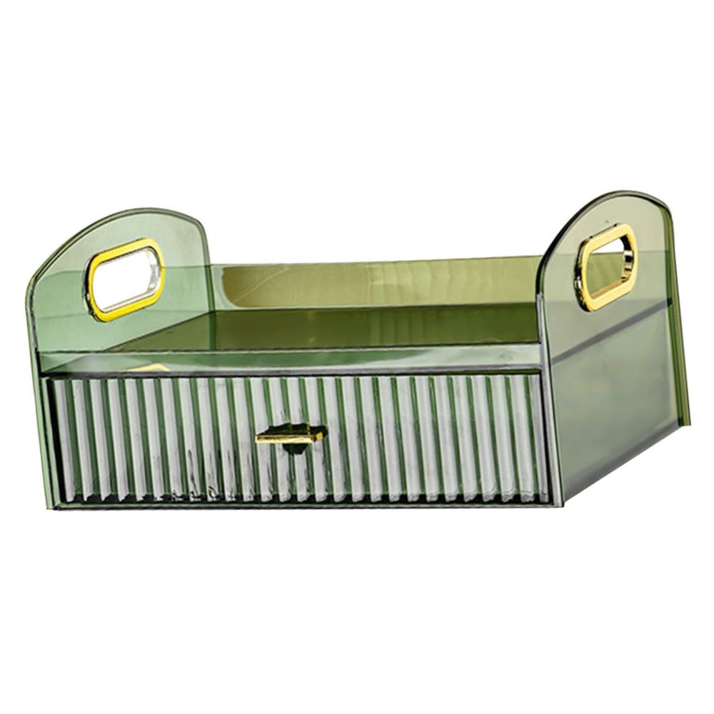 FOYTOKI Cosmetic Storage Box Drawer Makeup Organizer Desktop Organizer Lipstick Storage 4 Sections Silver