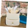 ABOOFAN 360degree Makeup Brush Storage Bucket Rotating Makeup Organizer Drawer Brush Holder for Vanity Creamy White view 3