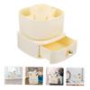 ABOOFAN 360degree Makeup Brush Storage Bucket Rotating Makeup Organizer Drawer Brush Holder for Vanity Creamy White view 4