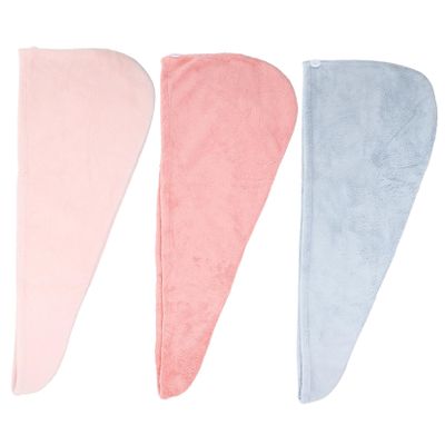 AUTSUPPL 3pcs Quick Drying Hair Towel Caps Absorbent Bath Dryer Hats for Women Lightweight Coral Fleece Red Blue Fast Hair Drying Anti-frizz Protects Clothes