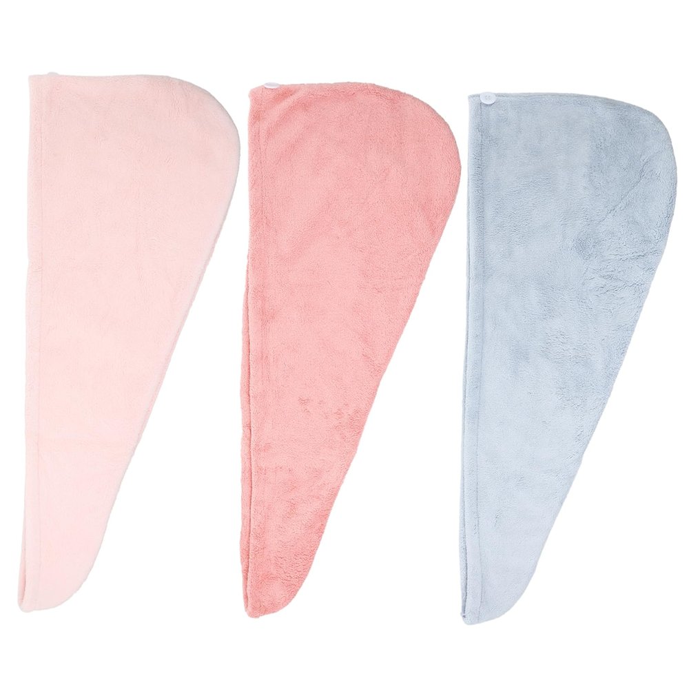 AUTSUPPL 3pcs Quick Drying Hair Towel Caps Absorbent Bath Dryer Hats for Women Lightweight Coral Fleece Red Blue Fast Hair Drying Anti-frizz Protects Clothes