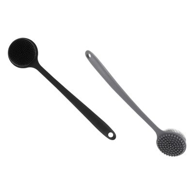 Baluue 2pcs Long Handle Shower Back Scrubber Body Brush Super Scrubber for Women Silicone Bath Brush