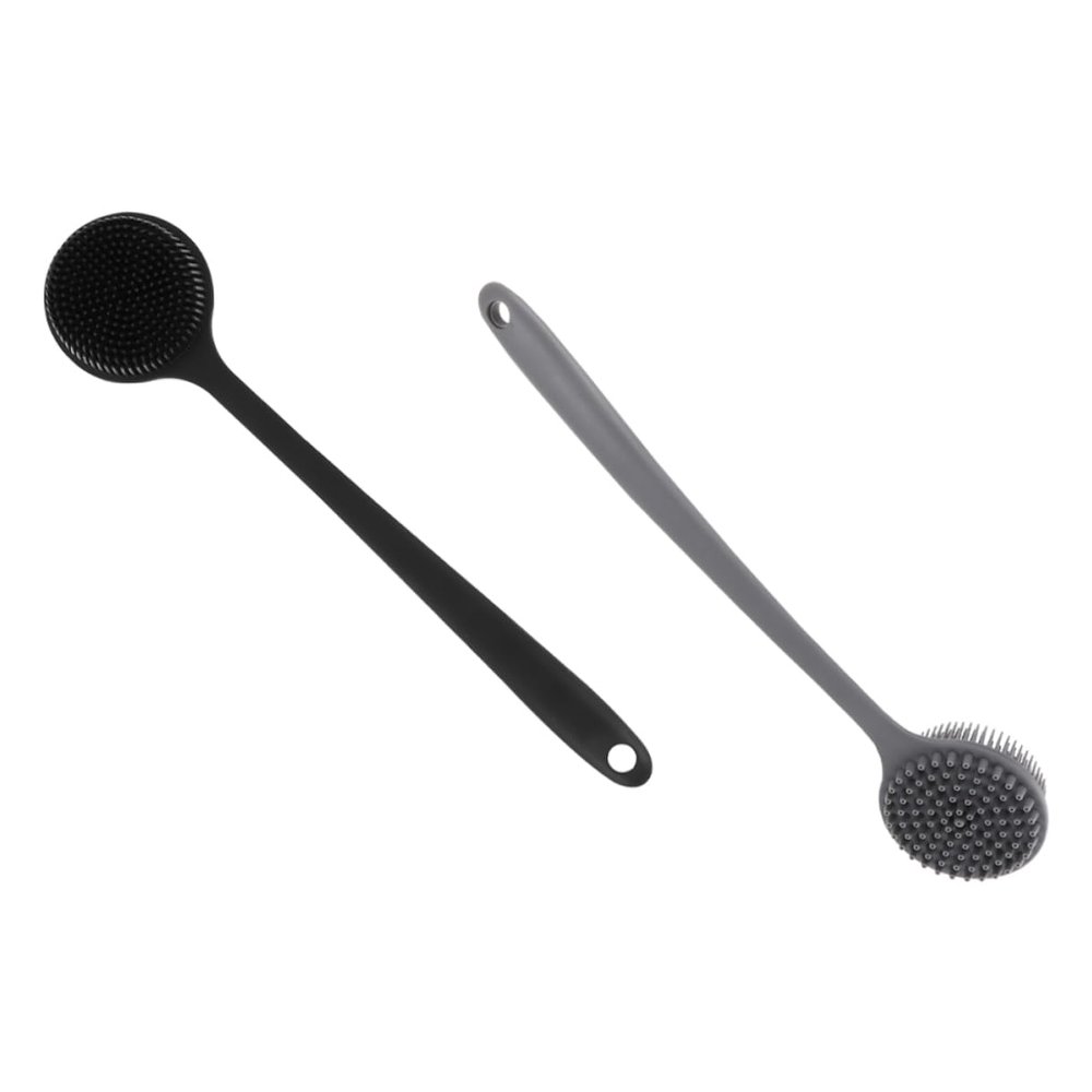 Baluue 2pcs Long Handle Shower Back Scrubber Body Brush Super Scrubber for Women Silicone Bath Brush
