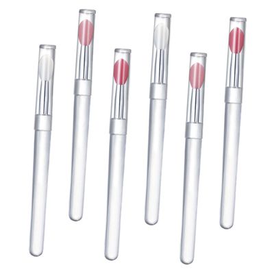 AUTSUPPL 6pcs Lip Tint Korean Makeup Tool Lip Brush Silicone Heads Gentle Skin-friendly for Women