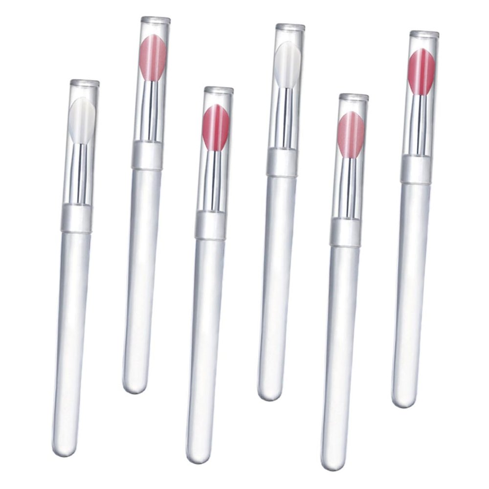 AUTSUPPL 6pcs Lip Tint Korean Makeup Tool Lip Brush Silicone Heads Gentle Skin-friendly for Women