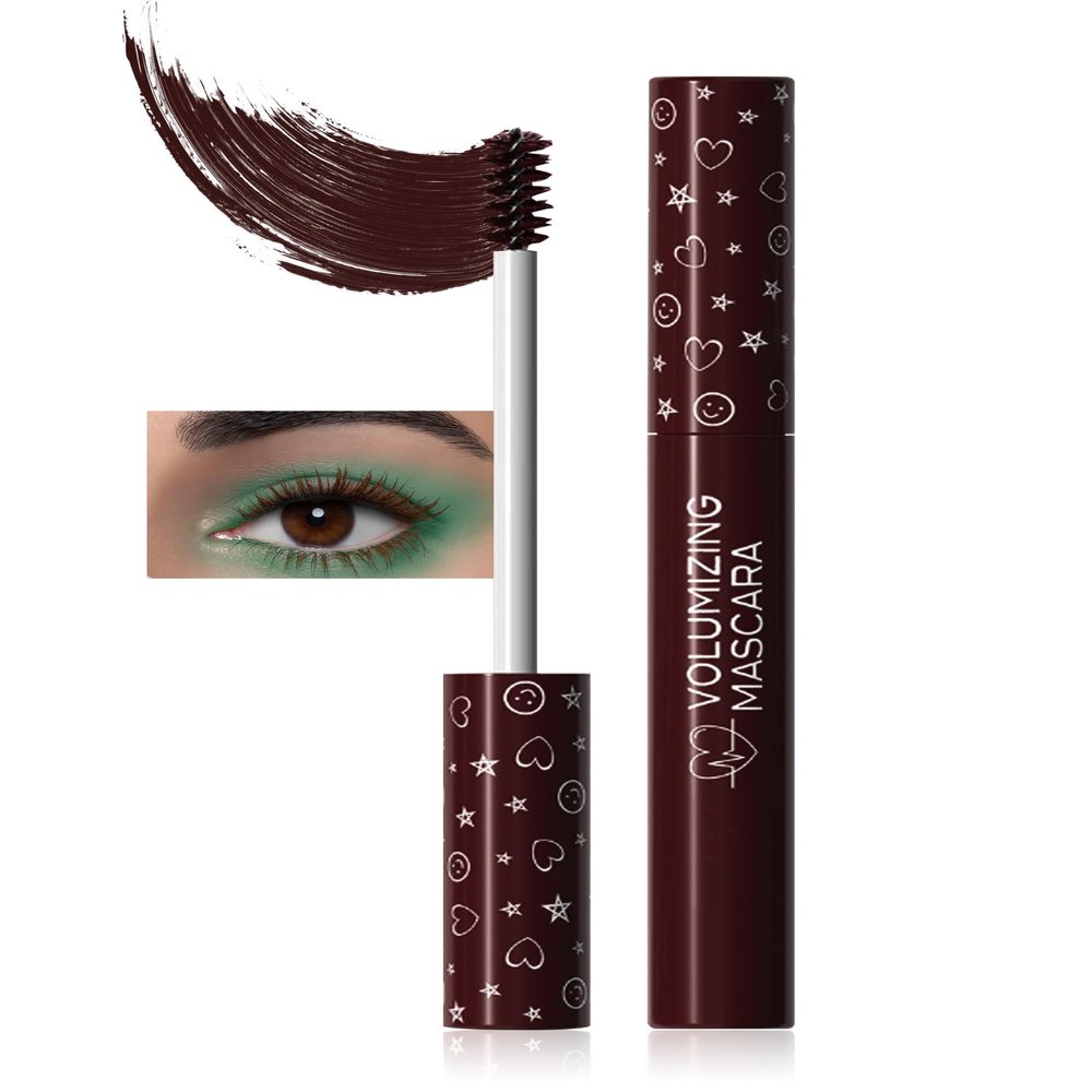 Waterproof Brown Mascara Volume and Length,Long Lasting Colored Liquid Lash Mascara for Eyelashes,Smudge-Proof Curling Voluminzing Colorful Eye Lash Cosplay Party Women Eye Makeup -02