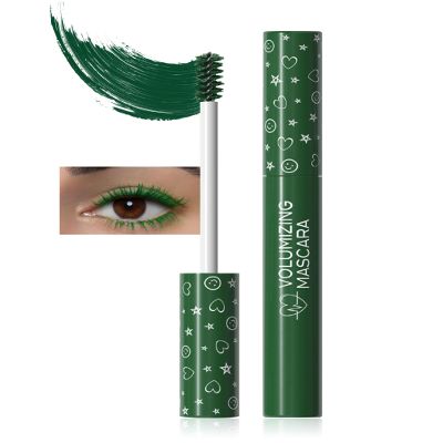 Green Waterproof Mascara Volume and Length,Long Lasting Colored Liquid Mascara for Eyelashes,Smudge-Proof Curling Voluminzing Colorful Eye Lash Women Party Eye Makeup Gift-06