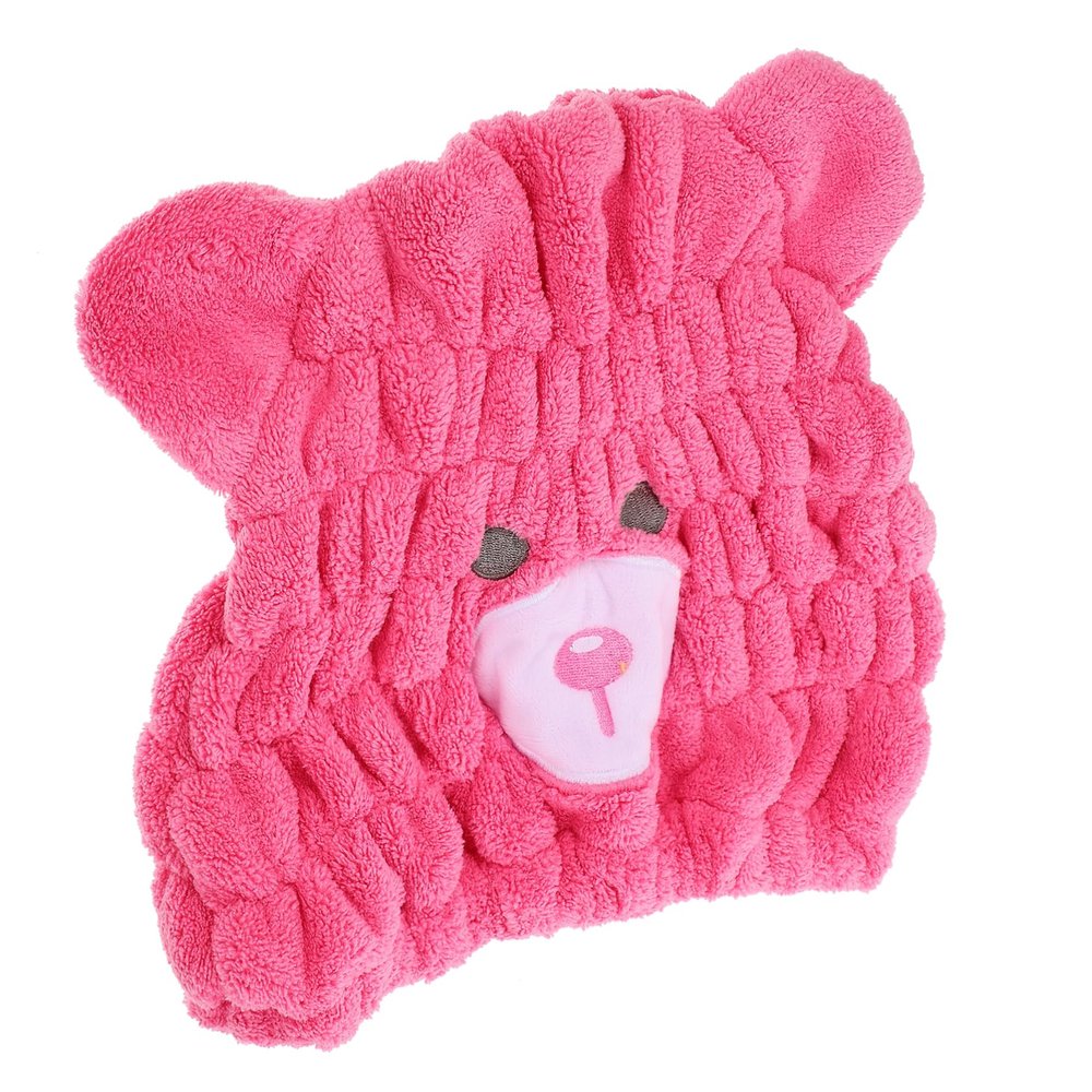 AUTSUPPL Cute Hair Drying Towel Wrap for Boy Girl Super Absorbent Coral Fleece Hair Towel Hat for Boy Girl for Home and Travel Use