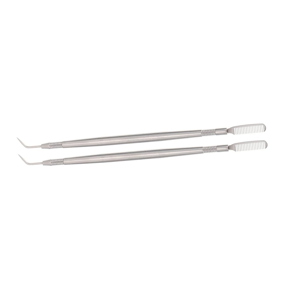 Baluue 2pcs Stainless Steel Eyebrow Combs Lash Lift Tool Eyelash Brush Separator for Makeup Artists