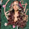 Ombre #1b/99J Highlight Body Wave 13x4 SilkTop Lace Frontal Human Hair Wigs Honey Blonde Colored Brazilian Silk Base Human Hair Wig For Women (13x4PU SilkTopFrontal 150 Density, 10) view 4