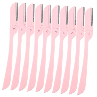 HAPINARY 10pcs Foldable Eyebrow Razors with Stainless Steel Blades for Precise Shaping Portable Facial Hair Trimmer for Women Eyebrow Grooming Tools