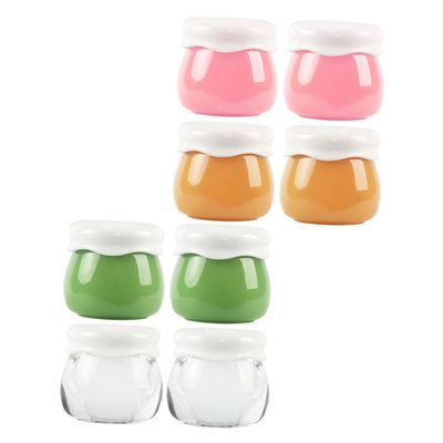 HONMEET 8pcs Travel Makeup Containers Set with Leakproof Sample Jars for Creams and Lip Balm Includes Cosmetic Jars Transparent Green Pink and Yellow