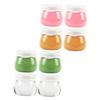 HONMEET 8pcs Travel Makeup Containers Set with Leakproof Sample Jars for Creams and Lip Balm Includes Cosmetic Jars Transparent Green Pink and Yellow view 1
