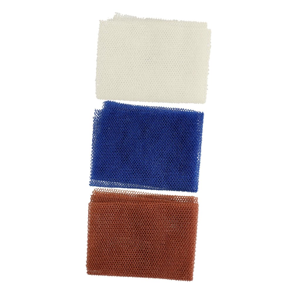 NOLITOY 3pcs African Exfoliating Shower Nets Body Scrubber for Deep Cleansing Skin Care Lightweight Bath Sponge Blue Beige Coffee for Home Travel Use