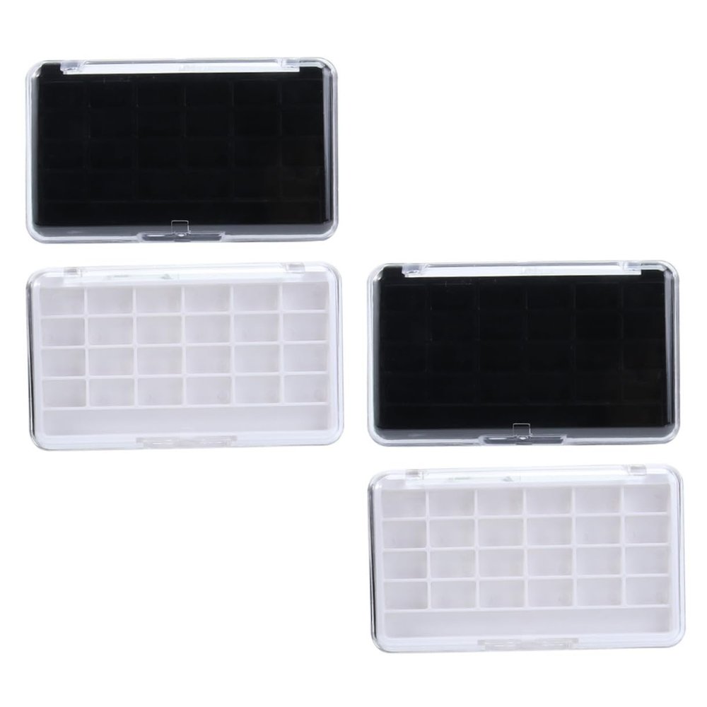 Baluue 4pcs Color Empty Eyeshadow Case Diy Lipstick Tray Durable Makeup Storage for Daily Use Lightweight and Practical for Travel Includes White Black Transparent Lids