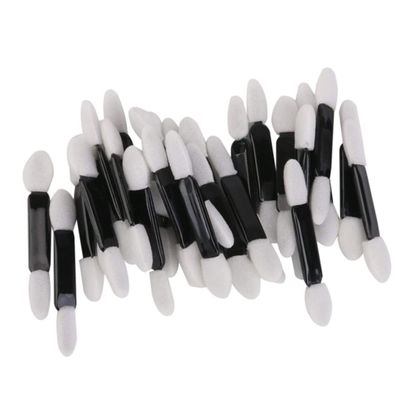 Eye Shadow Applicators Disposable Double Ended Sponge 50pcs Dual Sided Eyeshadow Brush Sponge Tipped Oval Makeup Applicator Eye Shadow Sticks Black Handle.