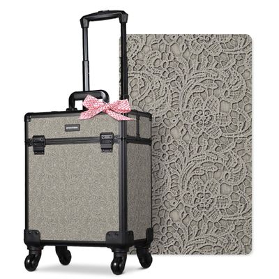 BYOOTIQUE Rolling Makeup Cases Organizer Nail Tech Storage Cart Hairdressing Brush Bags False Eyelash Storage for Beauty Salon Traveling Beautician Manicurist Hairstylist,Rococo GainsBoro