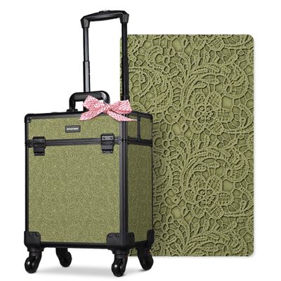 BYOOTIQUE Cosmetology Cases on Wheels Rolling Makeup Organizer Cart Professional Nail Tech Storage Hairdressing Brush Bags for Nail Artist Beauty Barber Salon Hairstylist,Rococo Moss