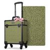 BYOOTIQUE Cosmetology Cases on Wheels Rolling Makeup Organizer Cart Professional Nail Tech Storage Hairdressing Brush Bags for Nail Artist Beauty Barber Salon Hairstylist,Rococo Moss view 1
