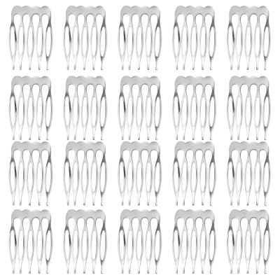 20pcs 5-Teeth Silver Metal Side Combs - Small Hair Combs for Women, Wedding & Bridal Veil