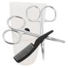 TOVINANNA 8pcs Stainless Steel Beard Scissors Grooming Kit Pointed Scissors White Leather Case and Small Comb for Nose Hair Trimming and Beard Styling view 1