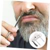 TOVINANNA 8pcs Stainless Steel Beard Scissors Grooming Kit Pointed Scissors White Leather Case and Small Comb for Nose Hair Trimming and Beard Styling view 2