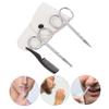 TOVINANNA 8pcs Stainless Steel Beard Scissors Grooming Kit Pointed Scissors White Leather Case and Small Comb for Nose Hair Trimming and Beard Styling view 4