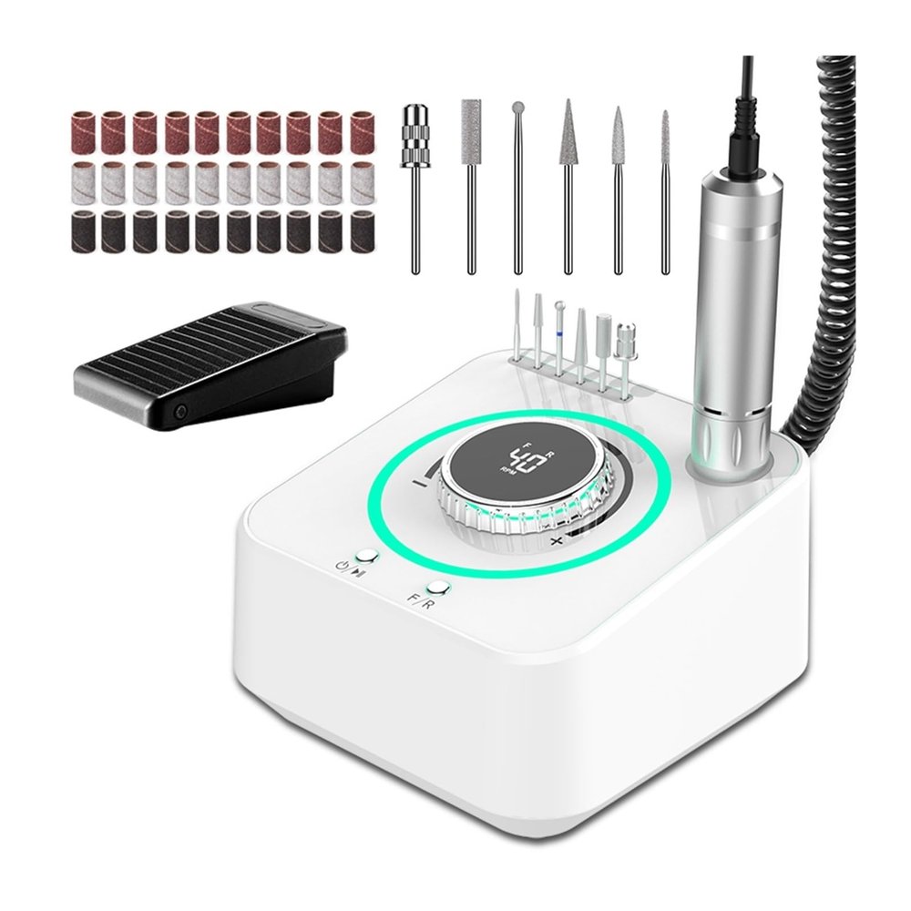Nail Drill, Electric Nail Drill Machine,40000RPM Professional Efile Nail Drill Kit,Electric Nail File for Acrylic Nails Gel Nails Professional Nail Tools,40000rpm White-A