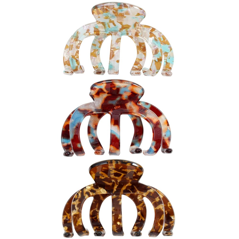 Bgffuy Extra Large Octopus Hair Clips for Women - Octopus Claw Clip for Oversized Thick Hair, Non-Slip Strong Hold Claw Clips - Unbreakable Big Barrettes Jaw Clamps Accessories -3 PCS (multicolor)