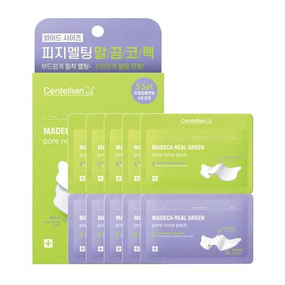 CENTELLIAN 24 Madeca Real Green Pore Nose Patch (0.24fl oz, Pack of 5) - Dual-Step Bio-Cellulose Sheet, Reduces Whiteheads & Blackheads, Soothes & Tightens Pores, Korean Skin Care. TECA, Liposome