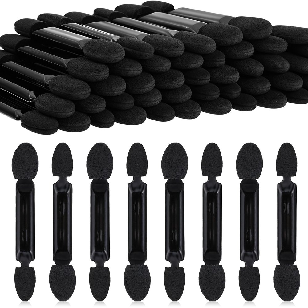 50 Pcs Eyeshadow Applicators Double Ended Eyeshadow Brushes Eye Shadow Applicator Sticks with Storage Box Sponge Tip Eye Shadow Applicators Disposable Makeup Applicators