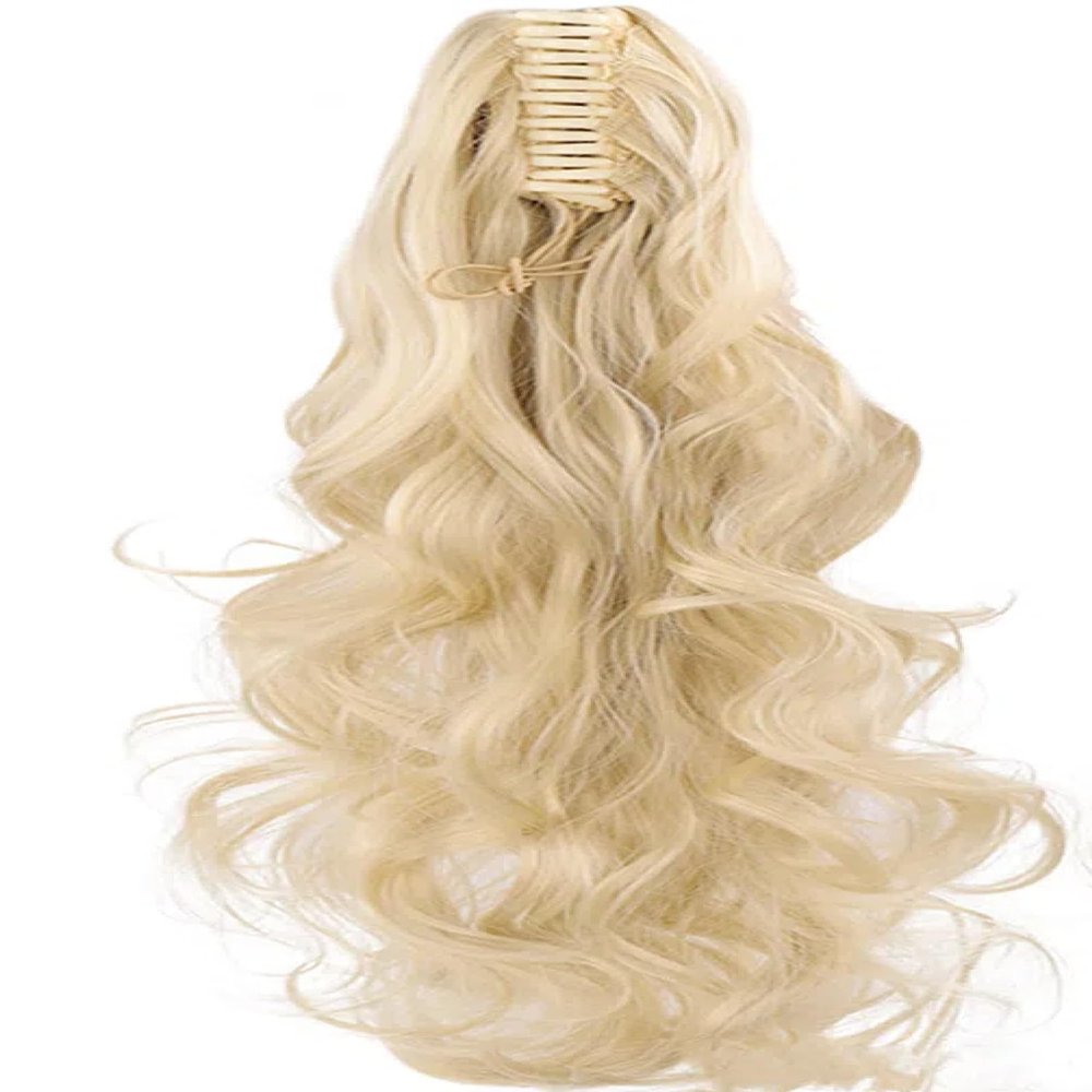 TATDBEUHW Blonde Ponytail Extension, Clip on Ponytails for Women - Ponytail Extension Human Hair for a Natural Look, Easy to Attach with Claw Clip, Ideal for Parties and Special Occasions