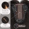 MY-LADY Human Hair Toppers for Women Real Human Hair Pieces Thin 8 * 10CM Silk Base with Lace Clip in Remy Hairpieces Hand-Tied Light Weight 8 Inch Natural Black view 2