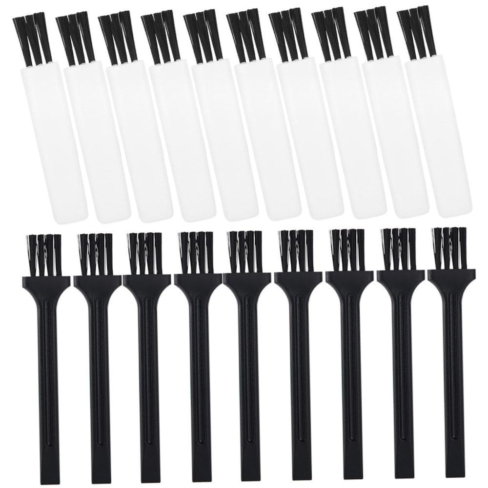Outanaya 30pcs Mini Cleaning Brush for Electric Shaver and Beard Razor Ergonomic Handle for Keyboard and Clipper Gaps Durable Design Black White