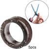 5 Pieces Silicone Scissors Finger Rings Anti-Slip Grips for Haircutting Shears Soft Comfort Inserts for Grooming Brown view 3