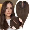 MY-LADY Human Hair Toppers for Women Real Human Hair Pieces Thin 8 * 10CM Silk Base with Lace Clip in Remy Hairpieces Hand-Tied Light Weight 14 Inch Dark Brown view 1