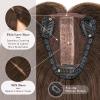 MY-LADY Human Hair Toppers for Women Real Human Hair Pieces Thin 8 * 10CM Silk Base with Lace Clip in Remy Hairpieces Hand-Tied Light Weight 14 Inch Dark Brown view 2