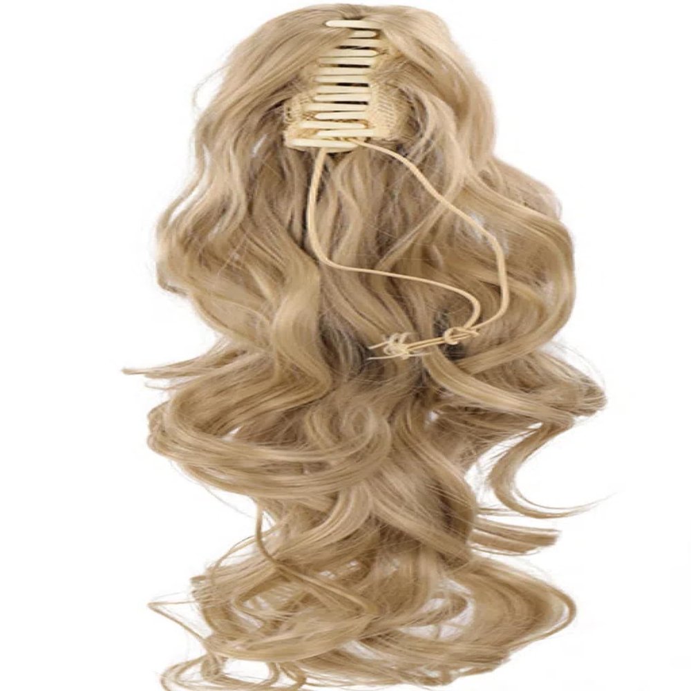 TATDBEUHW Blonde Ponytail Extension, Clip on Ponytails for Women - Ponytail Extension Human Hair for a Natural Look, Easy to Attach with Claw Clip, Ideal for Parties and Special Occasions