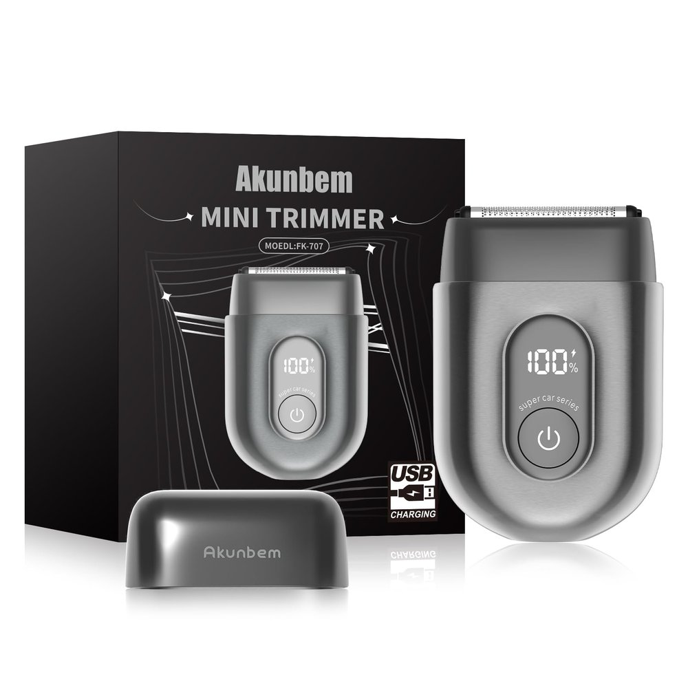 Akunbem Electric Razor for Men Mini Electric Shavers for Men Portable Foil Shaver with Upgraded 3 Floating Razor Blades Wet/Dry Use USB Rechargeable LED Display