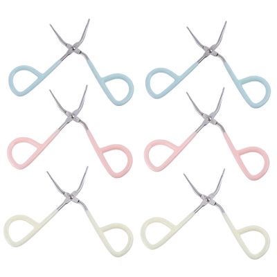 TOVINANNA 6pcs Stainless Steel Eyebrow Tweezers Scissors-shaped Eyebrow Clips for Precise Grooming Makeup Tool for Easy Shaping and Trimming
