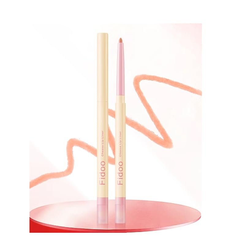 1 PC Fidoo Double Ends Lip Liner, 3 in 1 Velvet Smooth Lipstick With Sponge Brush & Built-in Sharpener, Silky Creamy Nude Brown Color Matte Lip Liner (04#, 0.2g)