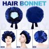 Beaupretty Hair Bonnet for Sleeping, Bonnet With Tie Band Adjustable Silk Scrunchies Sleep Cap Women Men Hair Care view 3