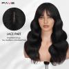FAVE 18 Inches Human Hair Wigs With Bangs 13 Lace Top Wig with Bangs Brazilian Virgin Human Hair Wig for Women Natural Wave Wig Wear And Go view 2